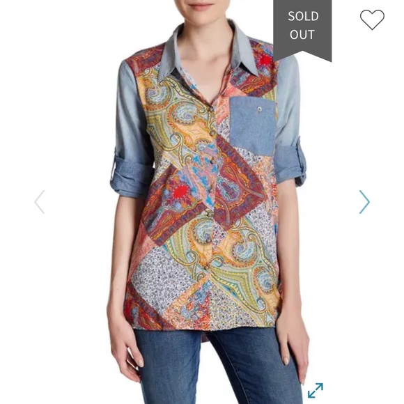 Aratta Tops - Aratta Celine Paisley Plaid Shirt Size Small